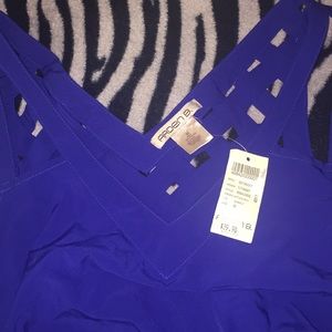 Cobalt blue V Neck Lattice Back Dress